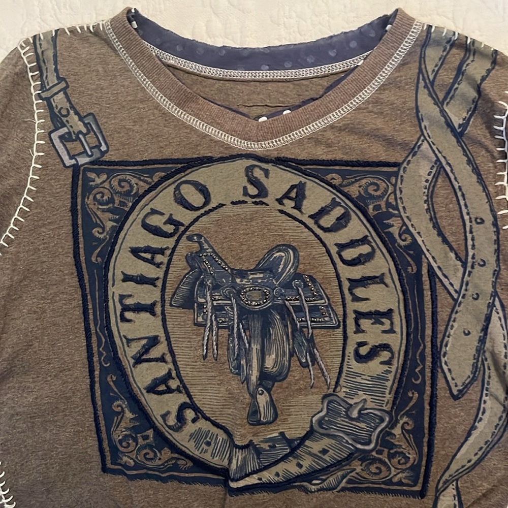 Double d ranchwear long sleeve brown tee - Picture 8 of 9